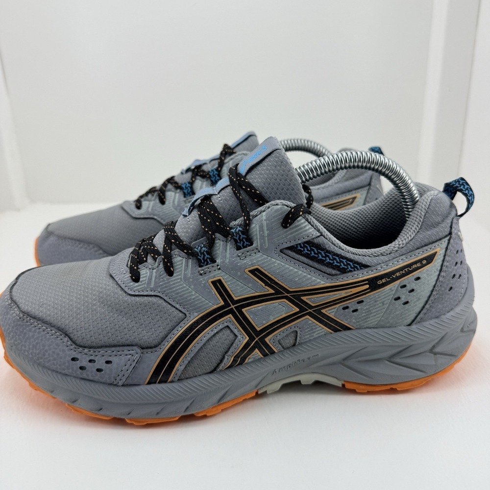 ASICS Gel Venture 9 Mens Size 8 Gray Black Orange Trail Running Shoe 1011B486 US